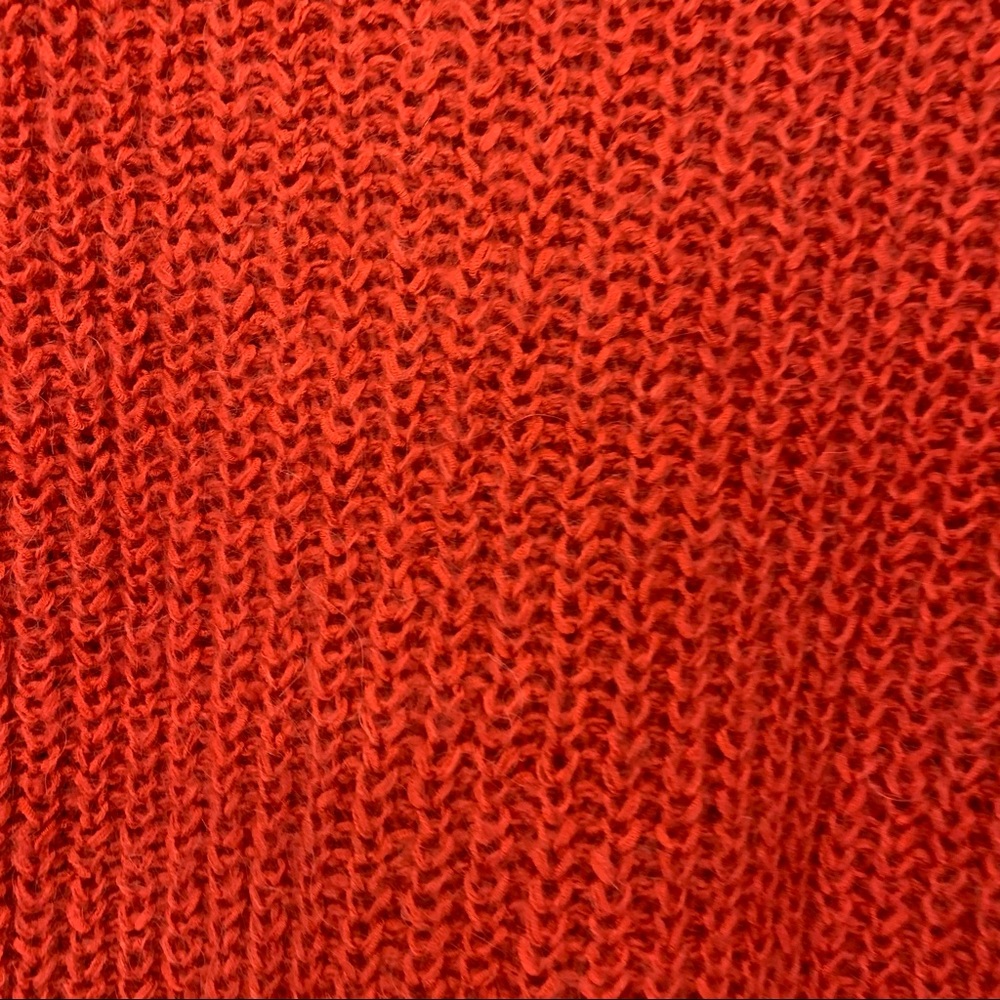 Cabi chunky knit zippered cardigan mohair blend pink salmon red medium #620 - Picture 8 of 9